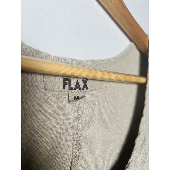 Flax 100% Linen Asymmetrical Layered Top Sz M Beige Short Sleeve Lagenlook Boho - Picture 6 of 8